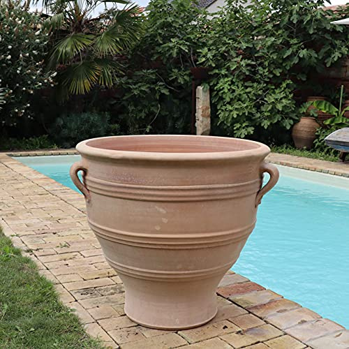Palatina Werkstatt Pot de fleurs en terre cuite avec anse, fait à la main et résistant au gel, décoration de jardin, 35-80 cm, rose (70 cm)