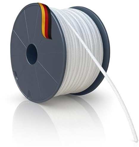 markiso Plissee Schnur 1,0 mm Weiß 50 Meter | Reißfest & UV-beständig | Jalousieschnur für Rollos, Gardinen, Plissees | Ersatzschnur für Sonnenschutz & Fensterdeko