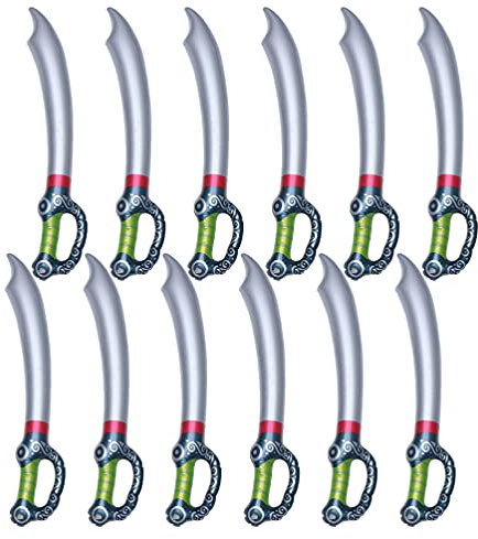 12Pcs Inflatable Pirates Sword Blow up Sword Cosplay Toys Props Kids Birthday Party Supplies Summer Pool Swimming Party Water Toy