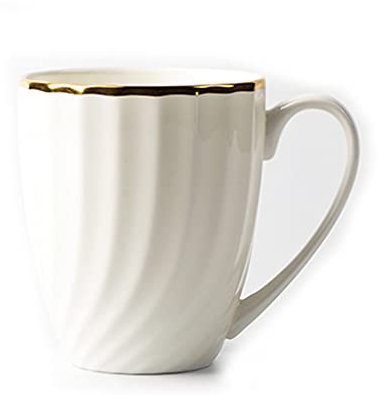 MTFBQ Tazze Colazione Grande Con ManicoTazze Da Caffè Bianche Con Tazze Di Caffè Con Finiture In Oro, Set Da Tè In Porcellana, Tazze Di Latte Per Ufficio E Tazze Di Caffè