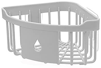 KUCOCOSNEH Corner Shower Caddy Wall-Mounted Plastic Storage Drain Basket For Bathroom And Kitchen White