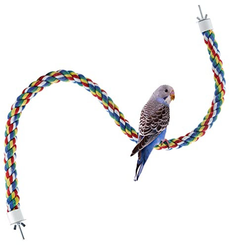 Vogel Seil Spirale Parrot Climbing Rope Sitzstange für Papagei/Wellensittich/Nymphensittiche/Sittiche (80cm Metallmutter)