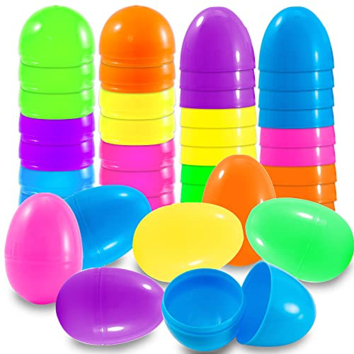 Dekewe 50 PCS Ostereier Plastik Bunt, 6 cm Plastikeier zum Befüllen, Oster Überraschungsei für Ostern Jagd Geschenke Und Osterthema Party Gunst