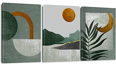 Artscope 3 Teilig Zen Leinwandbilder mit Sonne Mond Teekanne Motiv Kunstdruck - Moderne Wandbild für Badezimmer Wohnzimmer Wanddekoration - 30 x 40 cm