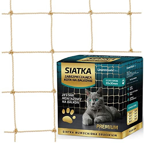 QLS Katzennetz Draht Balkon Katzenschutznetz Montagesatz Transparent Robust Bissfest Balkonnetz Premium 6x3 m