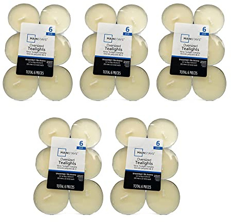 OnlineStreet Tealight Candles - Unscented Maxi Tealights/Oversized Tealights with Upto 10 Hours Burning Time | Home Decor, Long Lasting Wax Candles (Ivory Oversized Tealights (Pack of 5))