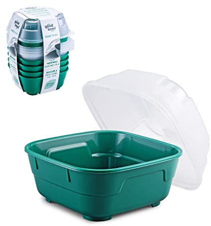 Thermohauser GoodBowl Tiny XL, 5er Set, Mehrweg Essensbehälter, 550 ml, To Go Lunchboxen, mikrowellengeeignet, grün