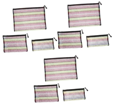 DOITOOL 9stücke Teiliges Bunte Nylon-mesh-reißverschlusstaschen Tragbare Dokumenten-organizer Für Schule Reisen Und Bürobedarf