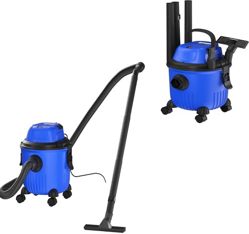 ANSIMIDA 3 in 1 Aspiradora, 1500 W Aspiradora en seco y en húmedo, 16 kPa, 15 litros, 1.5M de Fuelle, 4 Ruedas Desmontables, Filtro HEPA para Hogar Patio Garaje Taller