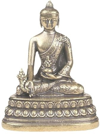 Amosfun Messingfigur Buddha Skulptur im Vintage Stil Gold für Zuhause