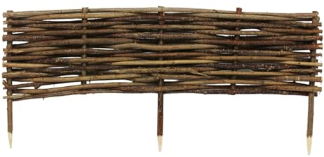 Recinzione per aiuole, dimensioni 100 x 40 cm, recinzione in legno, recinzione in nocciola da infilare nel terreno, palizzata per separare sentieri di aiuole e aiuole da giardino