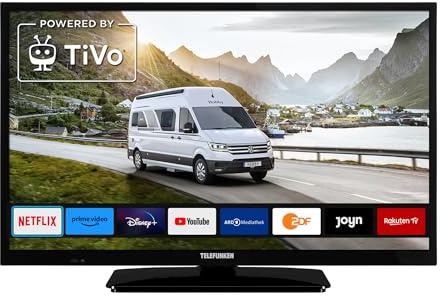 TELEFUNKEN T24X820 Mobile - HD Smart TV 24 Zoll / 60 cm, Triple-Tuner DVB-S2/T2/C (Kabel/Satellit/Terrestrisch) & Streaming, 12/230 Volt, Wi-Fi, HDMI für Wohnmobile/Wohnwagen/LKW/Boot & Zuhause