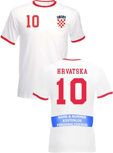 Herren T-Shirt Kroatien Trikot WM 2026 Personalisiert mit eigenem Namen + Nummer