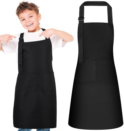 dusaniyali 2 Stück Kochschürze Kinder mit Taschen verstellbar | Geeignet für Kochen, Malen & Grillen. Für Jungen & Mädchen 4-12 Jahre