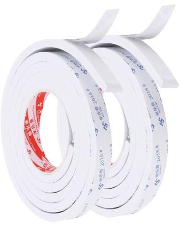 PATIKIL Nastro in Schiuma Sigillante da 2m/6.6ft 2 Confezioni Nastro Isolante in Schiuma da 2cm di Larghezza e 8mm di Spessore per Tenuta Monofacciale per Isolamento Finestre Porte Bianco