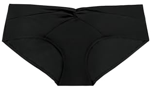 DORINA Fiji Bas de Bikini Hipster avec Détail Frontale Torsadé, Coupe Classique, Couverture Complète, Tissu Micro Doux, Noir