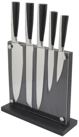 HdjjLtor Bloc Couteau Magnétique Noir, Couteau Table Cuisine, Porte-Couteau en Bois Double Face, Support Planche Magnétique en Bois pour Couteau Cuisine avec Protecteur Acrylique,Noir