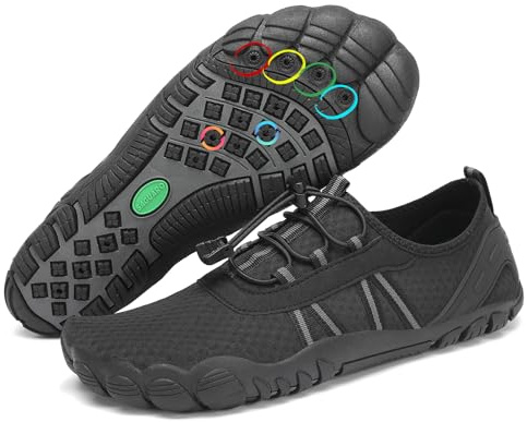 SAGUARO Scarpe Scoglio Uomo Donna Asciugatura Rapida Scarpette da Mare Traspiranti Spiaggia Scarpe da Mare per Acqua Immersione Nuoto Surf Vela Canottaggio Nautica Nero Ricco,Gr.41