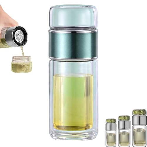 Infusifie Tee-Ei, Infusifie Tee-Ei, 3-in-1 Smart-Tee-Zubereiter für losen Tee, doppellagige Glas-Tee-Ei Flasche (Grün, 420 ml)