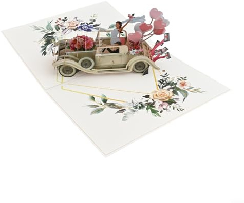 Handwerkliche 3D-Hochzeitskarte für das Auto schaffen unvergessliche Momente für Brautpaare an ihrem besonderen Tag