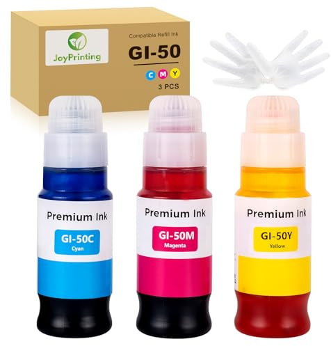 JoyPrinting 3X GI-50 Kompatibel tintenbehälter GI-50 GI50 Tinte Multipack Kompatible für Canon PIXMA G1520 G2520 G2560 G3520 G3560 GM2050 GM4050 G5050 G6050 G7050 (Cyan, Magenta, Gelb)