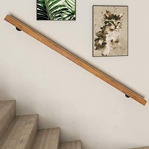 Barras de agarre redondas de madera rústica para escalera, pasamanos antideslizantes montados en la pared para loft, jardín de infantes, pasillo, 2,4 m, soporte seguro y elegante