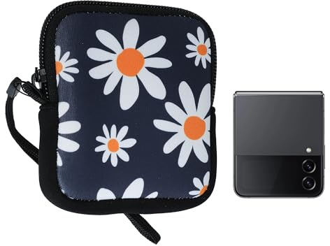 kwmobile Handytasche für Faltbare Smartphones XXS - 3/3,5 Hülle - Neopren Tasche - Telefon Tasche mit 10 x 8 x 2 cm Innenmaße - Kleine Gänseblümchen