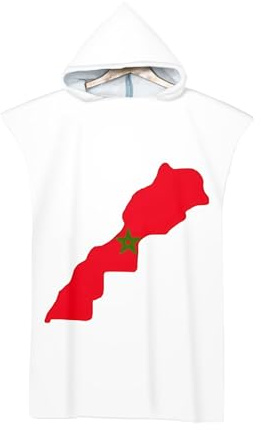 UBBVPKY Serviette Poncho À Capuche avec Drapeau du Royaume du Maroc - Serviette De Plage Surdimensionnée en Microfibre À Séchage Rapide pour Le Surf Et La Natation - Unisexe
