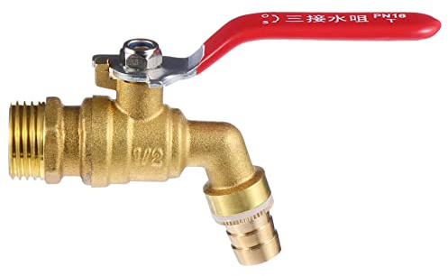 HAMPPLIES Thickened Brass Hot Water Faucet Single Handle Quick Open Tea Stove Valve Leak Nozzle for Boiler and Barrel Use