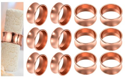 QUARKZMAN 12 Stück Alloy Perlen Metall Serviettenring Halter Bling Elegante Serviettenverschlüsse Für Tischdekoration Hochzeit Geburtstag Party Roségold