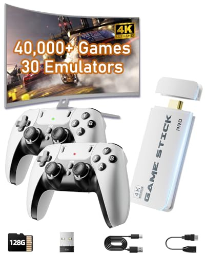 XYELLOWICON 2026 New Retro Game Console Console: 40,000+ Classic Games, Plug & Play with 4K HDMI Output, 30+ Emulators Game Stick & Dual Wireless Controllers
