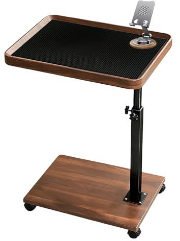 BOODPET Table d'Appoint Roulante en C avec Support Téléphone 360° Canapé