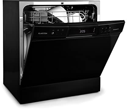 Klarstein Amazonia Table Top Dishwasher - Compact Countertop Dishwasher, Mini Dish Washer with Aquastop, Low Operating Noise at 49 dB, 8 Place Settings, Type: Amazonia 8 Neo, Black