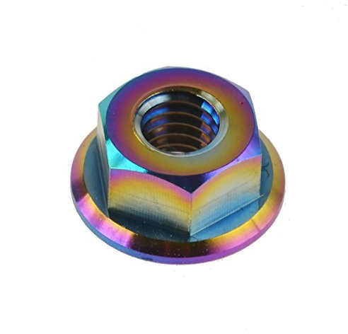 Yaruijia Titan DIN6923 M5/M6/M8/M10/M12/M14 Flansch Sechskantmutter für Fahrrad Motorrad Teile (M10 x 1,25 mm, Regenbogen)