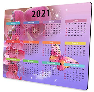 2021 Calendar Plum Butterfly Mouse Pad Design, Professional Customized Rectangular Non-Slip Rubber Gaming Mouse Pad, Good Gifts for Office Work and Home Computer Accessories