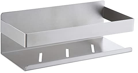 HomeHeng Duschregal Ohne Bohren Badregal Duschablage Wandregal Edelstahl Duschkorb Badezimmer Regal Dusche Ablage Wandmontage Gebürstet,N07-BN