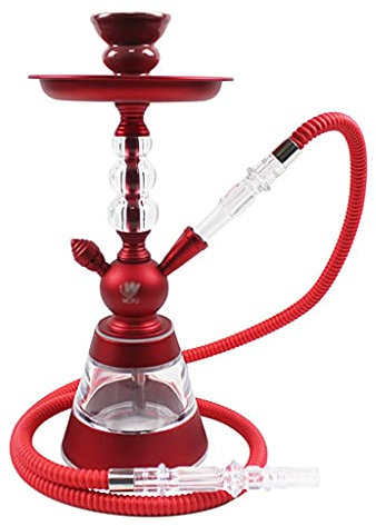 chicha Arabe Tuyau de 14 Narguilé Alliage D'aluminium Ensemble de Kit Combiné, Pipe a Chicha Base en Verre Fumer de L'eau Pipe Bong (Color : Red)