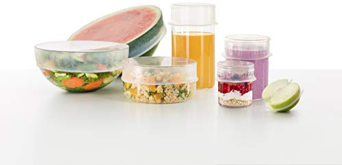 Lékué Set 6 Tapas extensibles silicona para conservar alimentos,translúcida