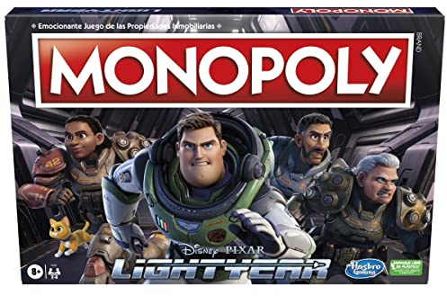 Monopoly Lightyear de Disney y Pixar, Juego de Mesa Infantil, Juegos para Toda la Familia, De 8 años en adelante, Multicolor