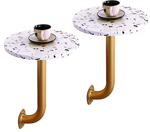 SYCARPET Kreativer Terrazzo Wandtisch Moderne kleine runde Cocktische Tische Wandmontage für Café Dessert Shop Card Sitz Milk Tea Shop, Kleiner runder Couchtisch