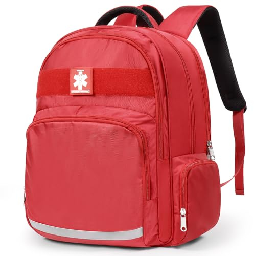 Gatycallaty First Aid Backpack Medical Emt First Responder Bag Empty Ems Emergency Home Health Hiking Trauma Travel Camping, Medical Red, L, First Aid Backpack With Shoulder Medical Bag