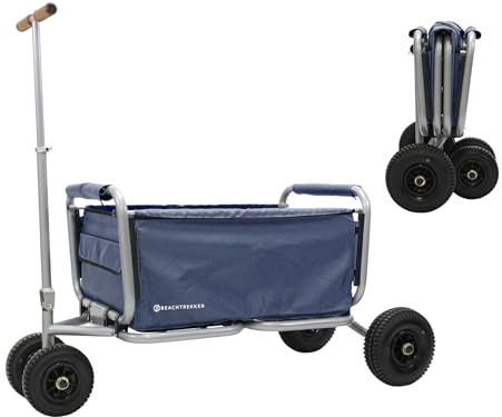 Beachtrekker Life Faltbarer Bollerwagen + Feststellbremse, klappbarer Handwagen mit Luftreifen (Blau)