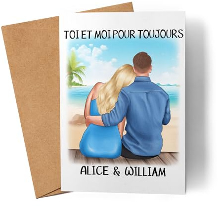 Kiddle-Design Paar Karte zum Valentinstag Personalisiert Namen für Ihn Sie Jahrestag Geschenk Pärchen Couple Freund Freundin Valentinstagsgeschenk
