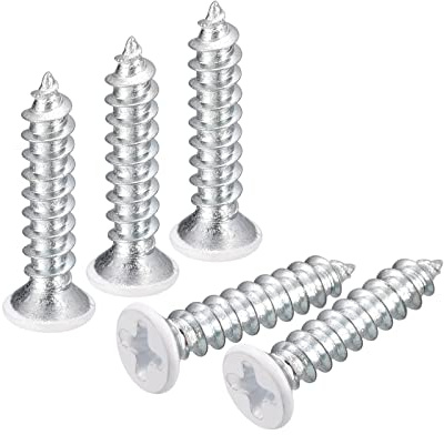 QUARKZMAN ST4x20mm Blanc Vis Autotaraudeuse, 50pcs Plat Tête Phillips Bois Vis pour Travail Bois