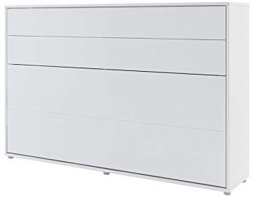 Homlando Lenart Schrankbett Bed Concept BC05 120x200 cm - Horizantal Schrankklappbett - Schrank mit integriertem Klappbett - Wandbett mit Lattenrost - Murphy Bed (Weiß Matt)
