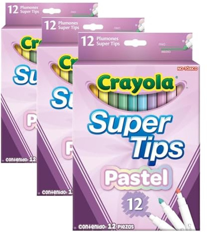 CRAYOLA Pastel SuperTips Washable Markers - Assorted Colours (Pack of 36), Premium Felt Tip Pens That Can Easily Wash Off Skin & Clothing, Ideal for Kids Aged 3+