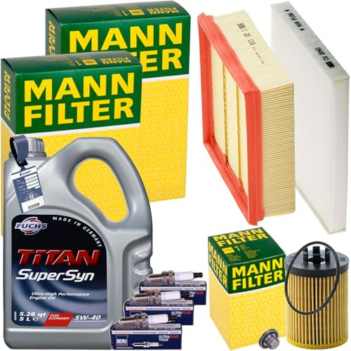 BandelOne enthält Mann Inspektionspaket+5L Fuchs 5W-40 Motoröl passend für Corsa D 1.0