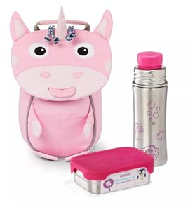 Affenzahn Kinderrucksack Kleiner Freund Einhorn - Rosa | Ergonomischer Kindergarten-Rucksack für Kinder von 1 bis 3 Jahren mit Reflektoren, Ziehzunge und Namensschild