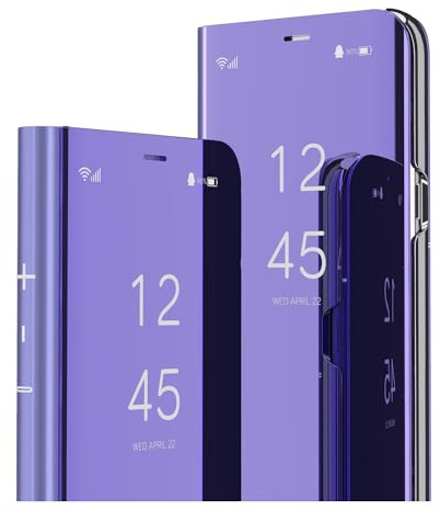 IMIRST Funda Flip para Honor Magic5 Lite - Carcasas Protectora con Soporte Espejo de Maquillaje y Vista Transparente Estilo Libro para Honor Magic 5 Lite / X9a / X40. Flip Mirror: Purple
