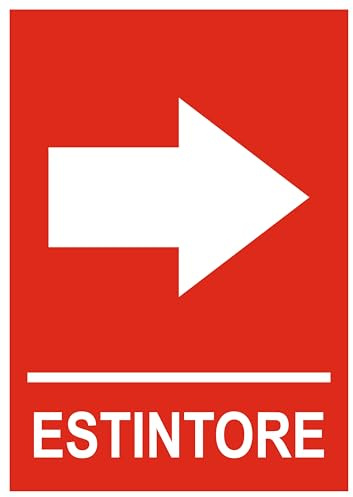 GLOBAL CARTELLO SEGNALETICO - ESTINTORE CON FRECCIA - Adesivo Extra Resistente, Pannello in Forex, Pannello In Alluminio (30X42 CM, Alluminio)